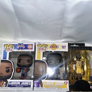 LeBron James Figure & Funko Pop Lot – Space Jam + Lakers (3 Total)
